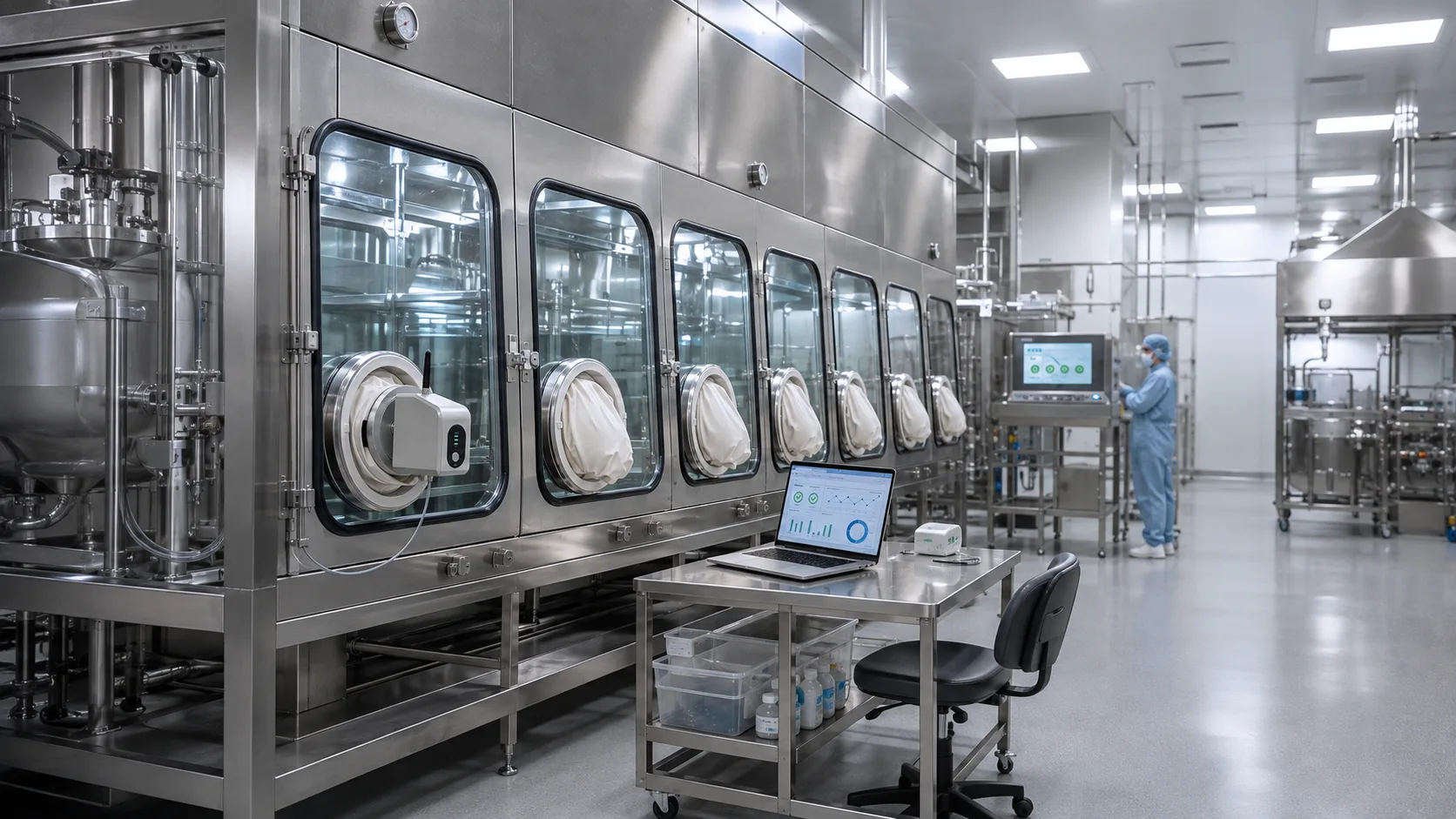 pharmaceutical isolator with glove testing
