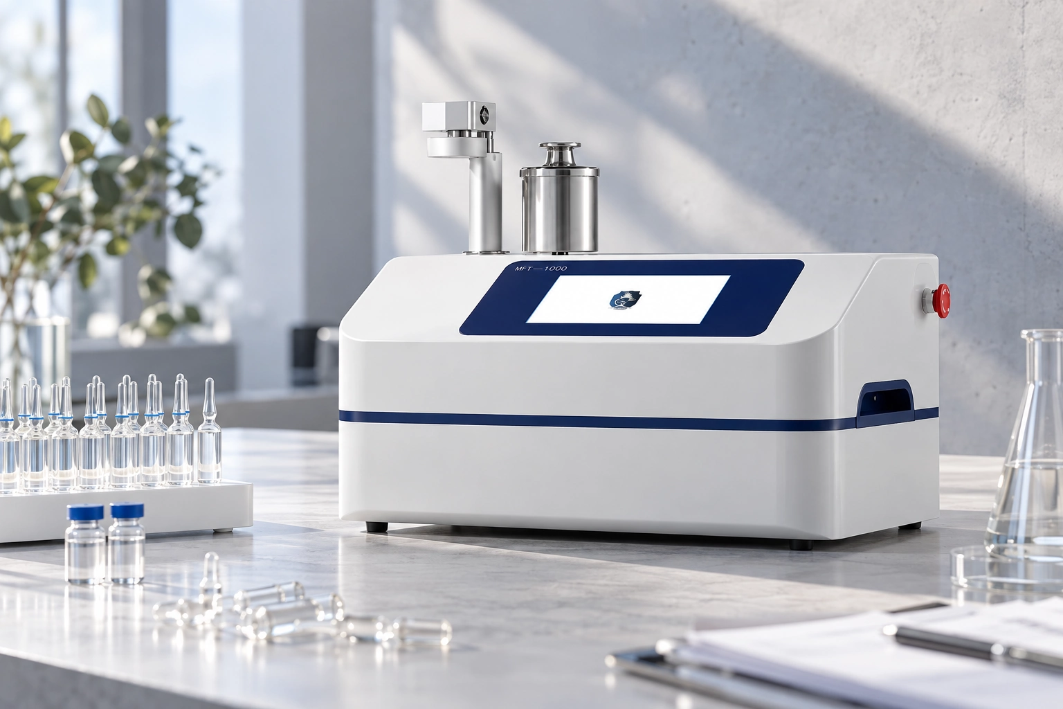 MedIntegrity MFT-1000 pharmaceutical ampoule leak tester for vacuum and pressure decay testing