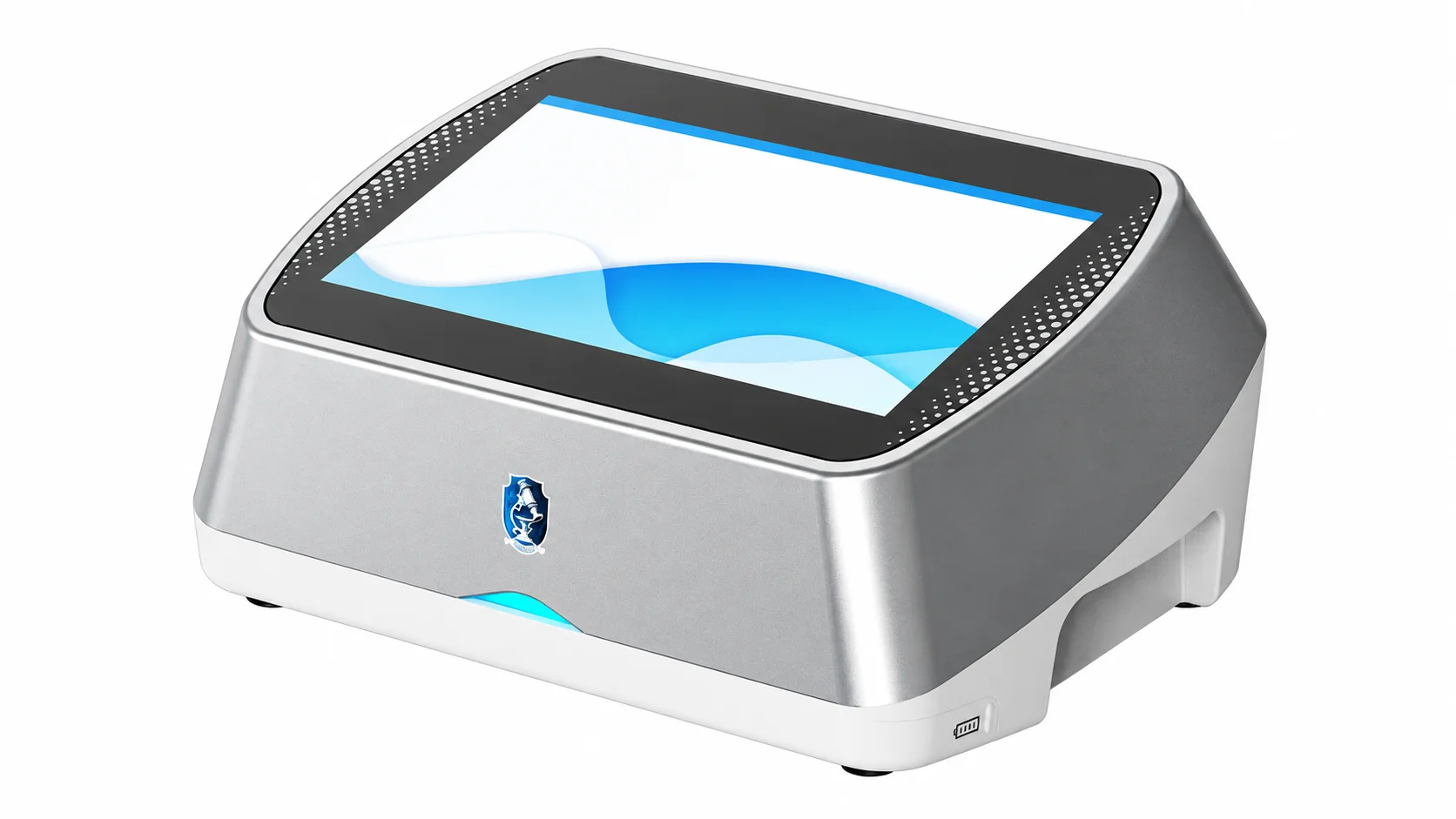 Medintegrity V10 filter integrity tester with an angled touchscreen